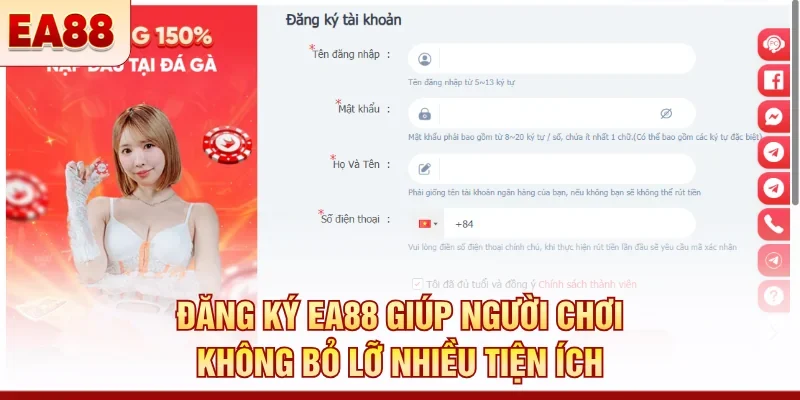 Đăng ký EA88 giúp người chơi không bỏ lỡ nhiều tiện ích